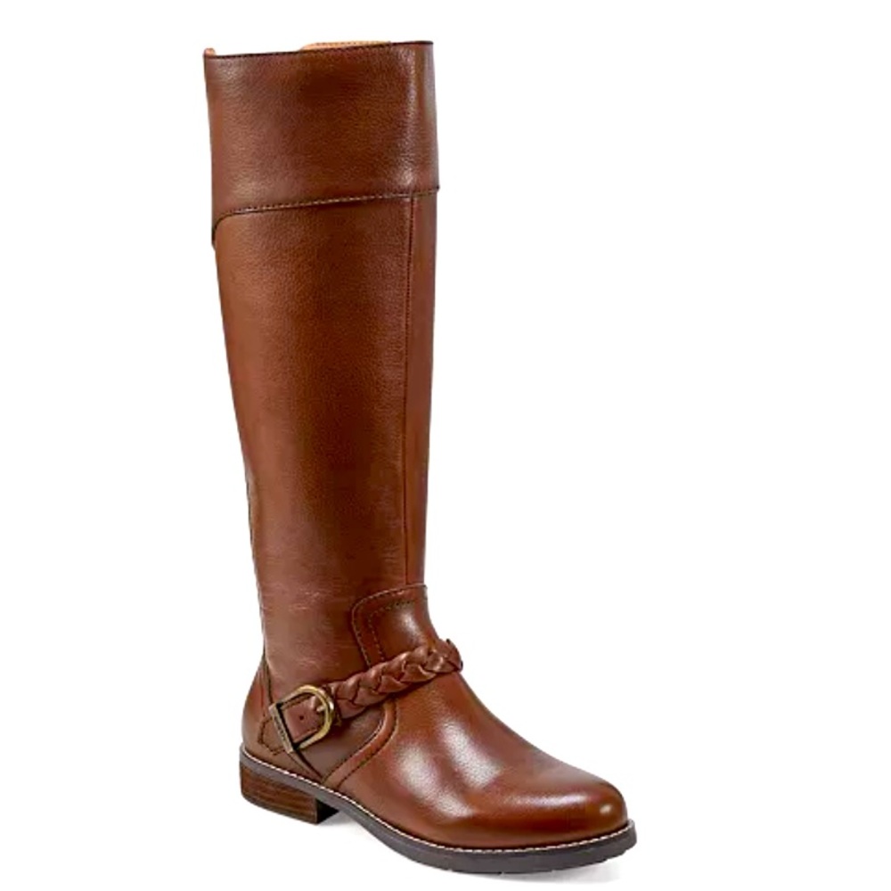 EARTH NIB Women’s Mira Med Brown Leather Round Toe Knee High Boot. Size 6M  DS30
